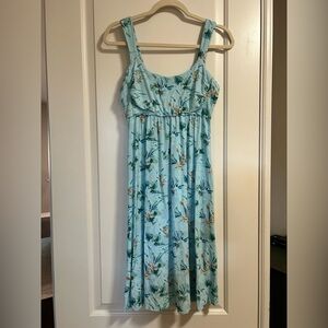 🌴🌺 Fresh Produce Floral Blue & Green Midi Resort wear vacation Dress 🌺🌴